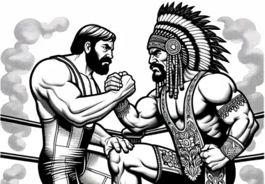 Zwei Wrestler Liefern Sich Kräftemessen In Der Mitte Des Rings – Malvorlage