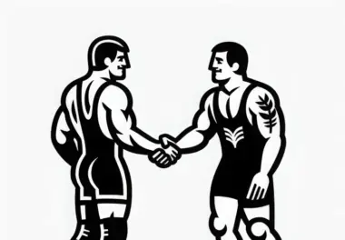 Zwei Wrestler Schütteln Sich Nach Kampf Die Hände – Ausmalbild