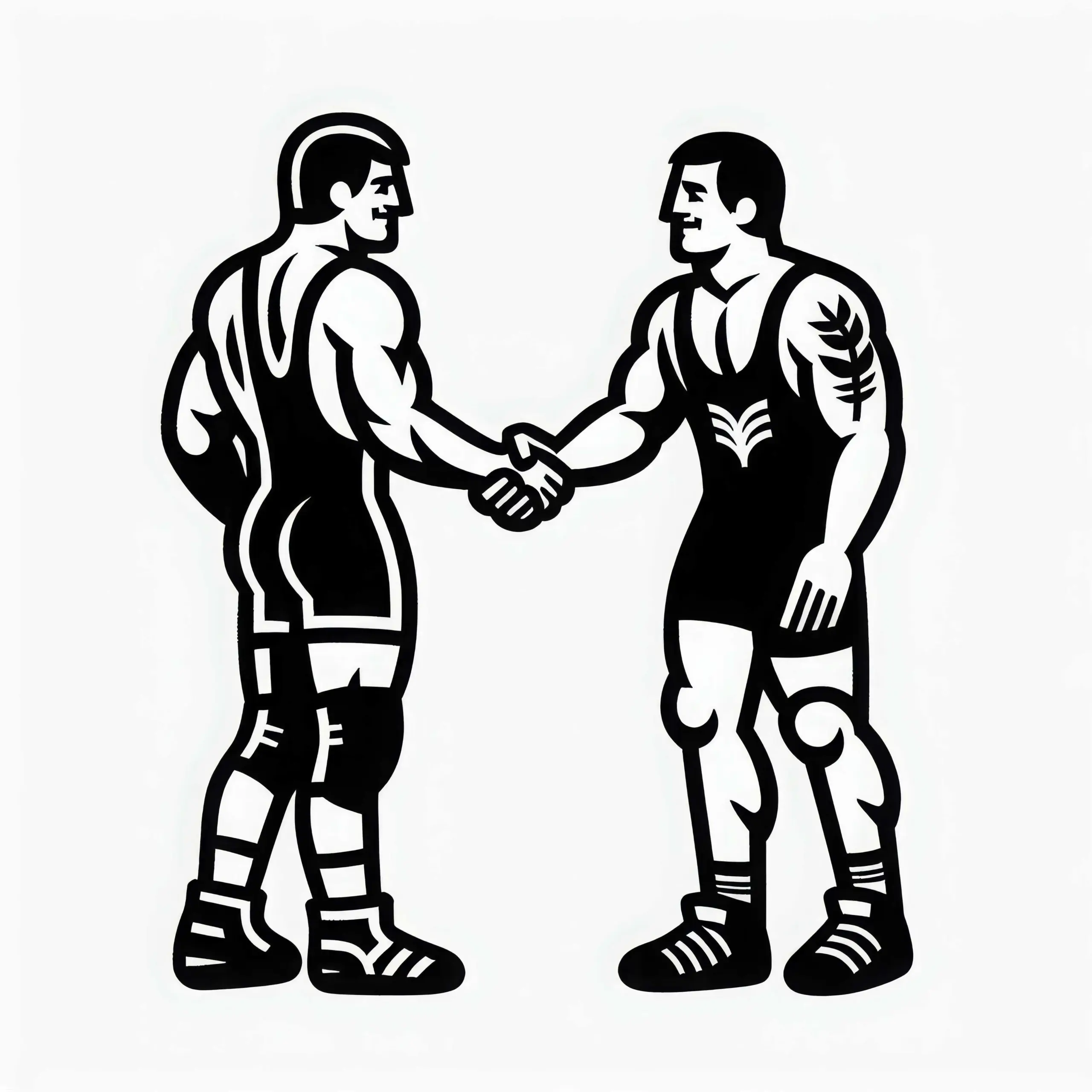 Zwei Wrestler Schütteln Sich Nach Kampf Die Hände – Ausmalbild