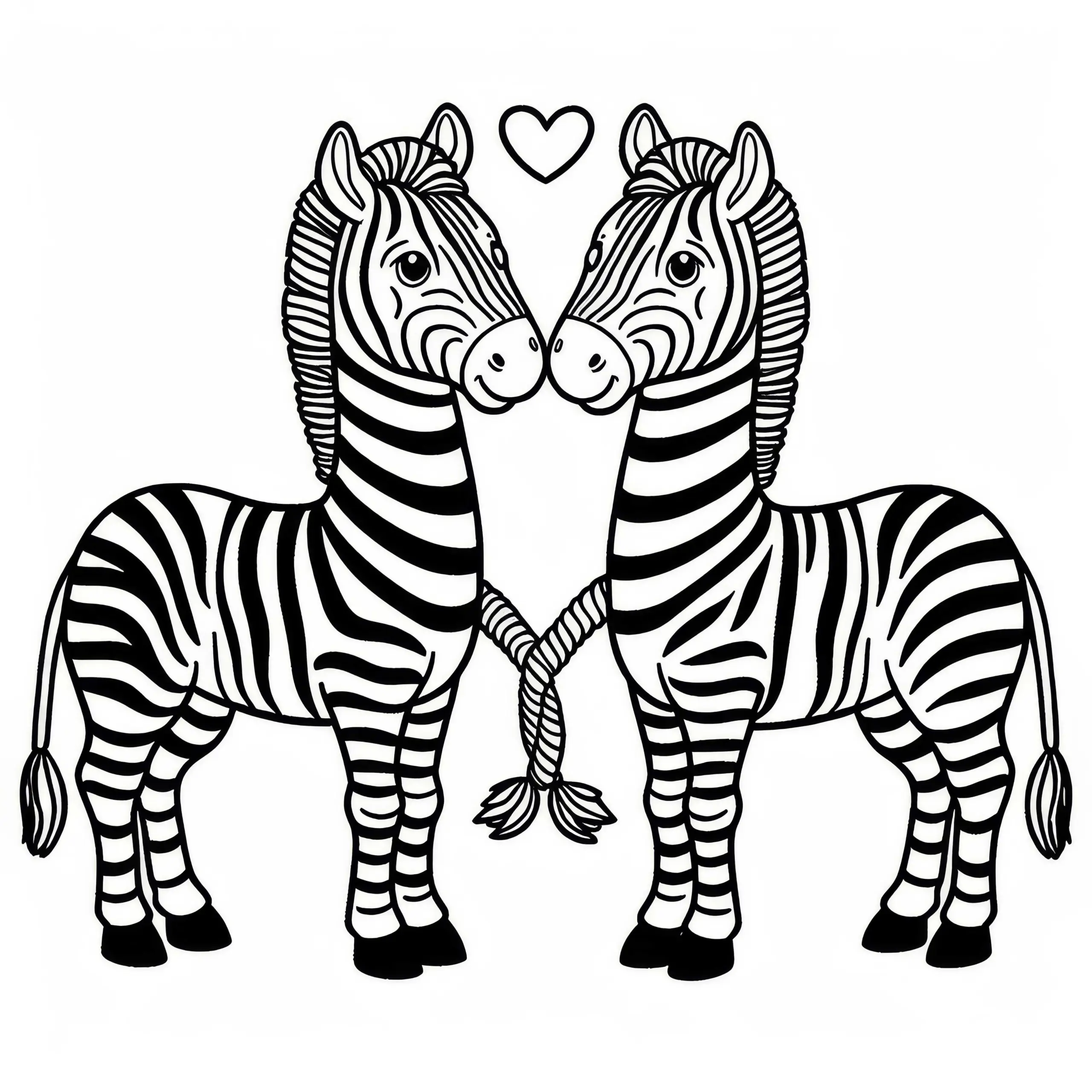 Zwei Zebras stehen nebeneinander: Einfaches Ausmalbild zum Download (Gratis)