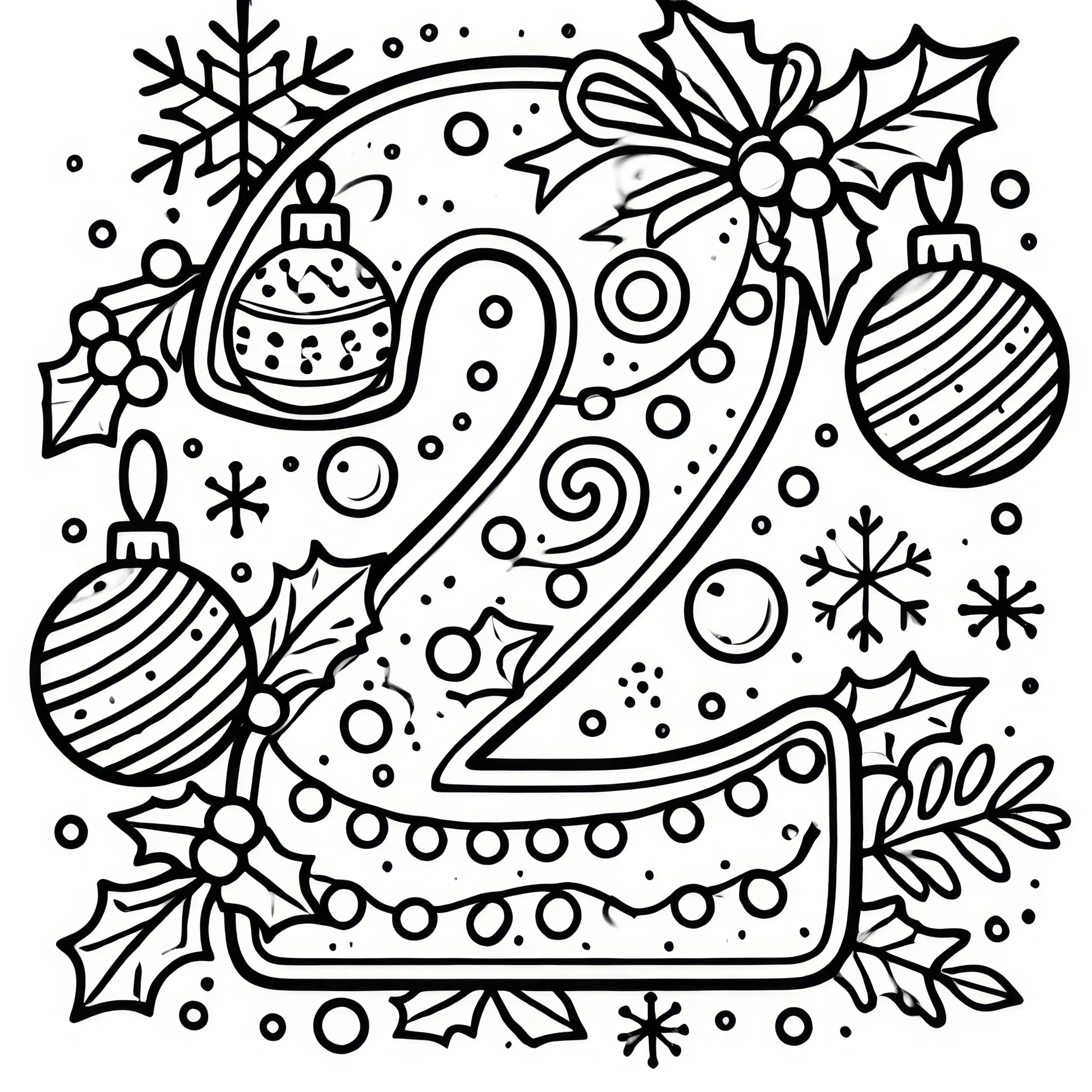 Zweiter Advent: weihnachtlich geschmückte 2 als Ausmalbild