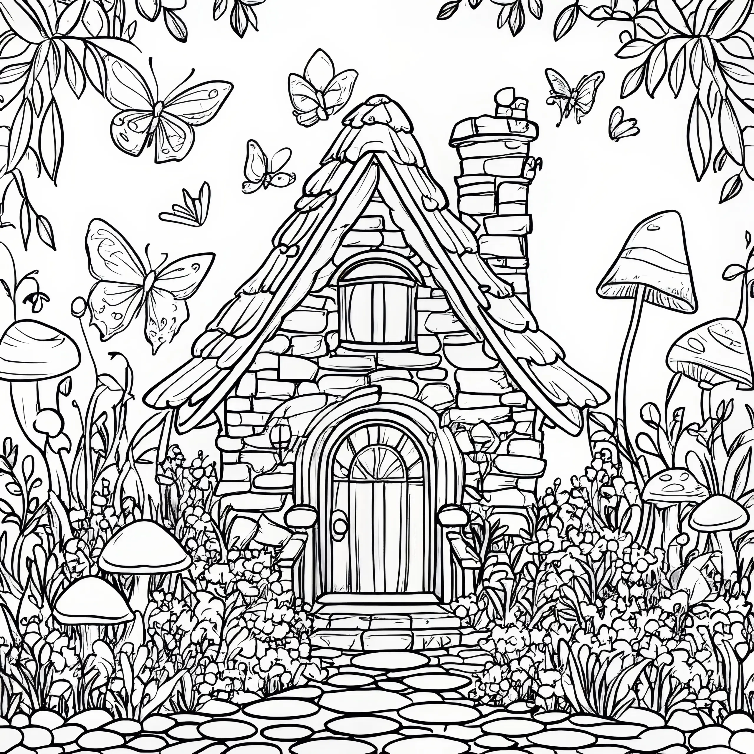 Zwergenhaus als Wimmelbild: Zauberhaftes Ausmalbild zum Herunterladen (Kostenlos)